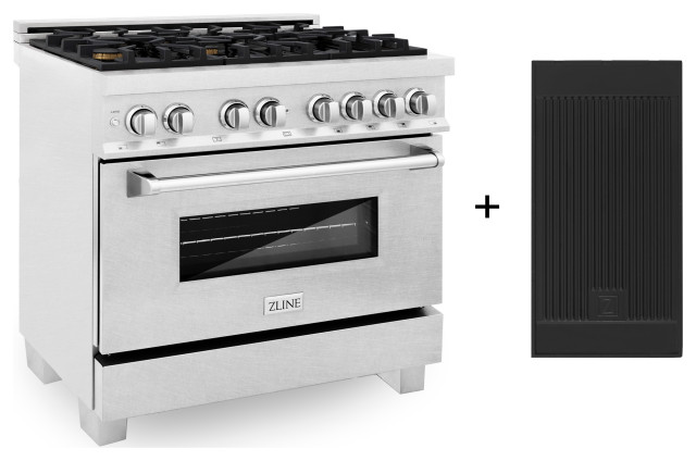 ZLINE 36" Dual Fuel Range With Griddle and Brass Burners