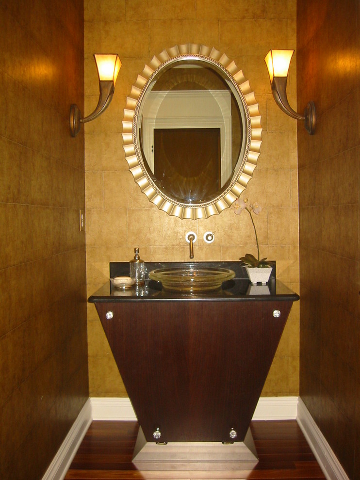 This is an example of a contemporary powder room in Detroit.