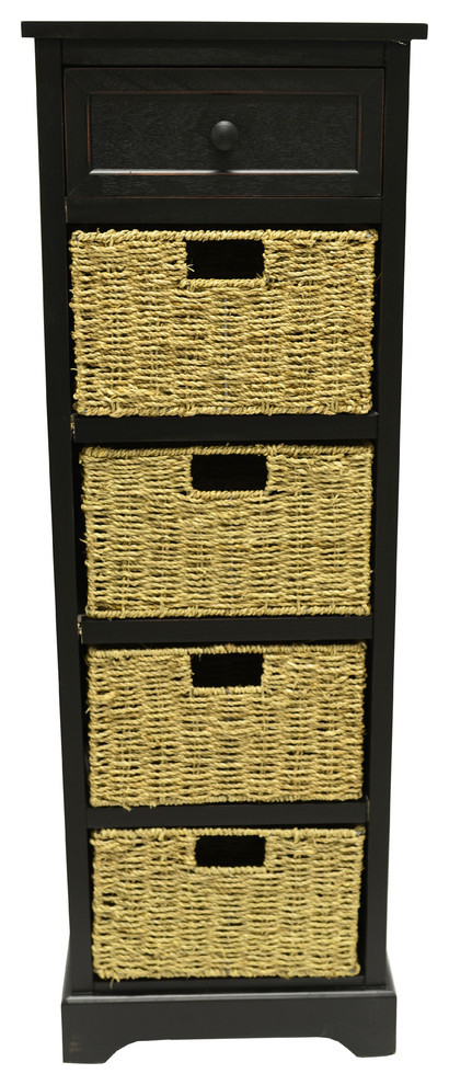 Montgomery Storage Tower with Four Woven Baskets