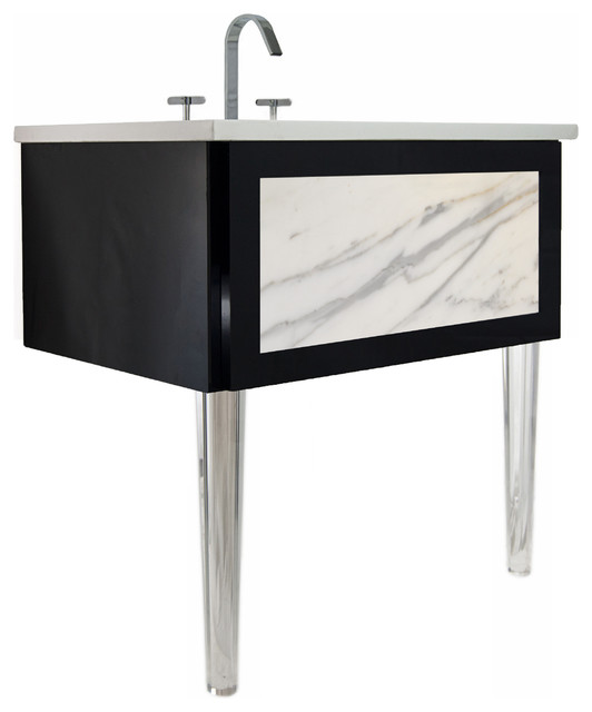 Bathroom Vanity, Calacatta Marble Insert Contemporary Bathroom