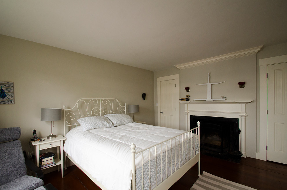 Design ideas for a traditional bedroom in Boston with white walls.