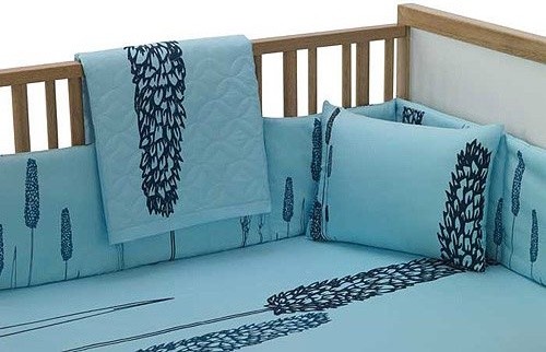 Bacati Modern Nature Turquoise and Black Contemporary 5 Piece Crib Set