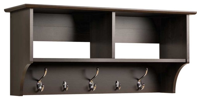 Hanging Entryway Shelf And Hooks 36 Transitional Wall Hanging Entryway Shelf And Hooks 36 Espresso