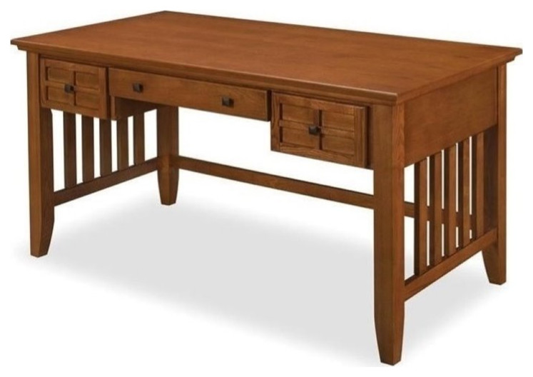 Bowery Hill Executive Desk Style 2-Drawer Wood Desk in Cottage Oak ...