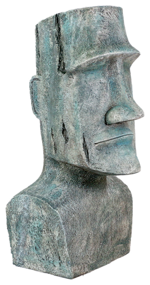 30" Tall Monolithic Moai Statue Contemporary Garden Statues And