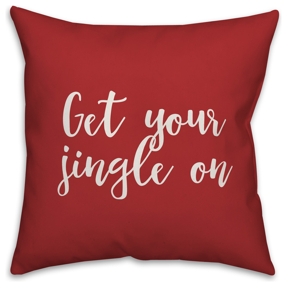 Get Your Jingle On, Red 18x18 Throw Pillow Contemporary Decorative
