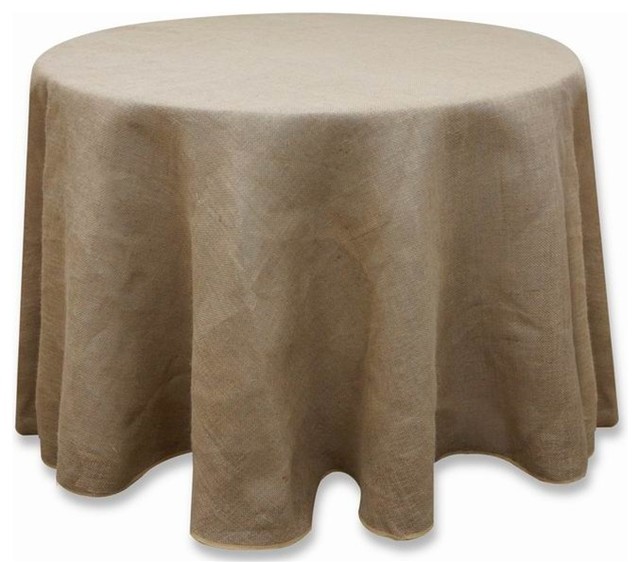 120" Burlap Round Tablecloth Natural Brown Rustic Tablecloths