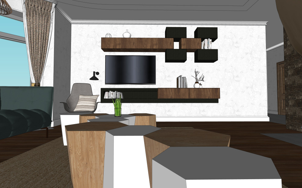 3D визуализация первого этажа дома