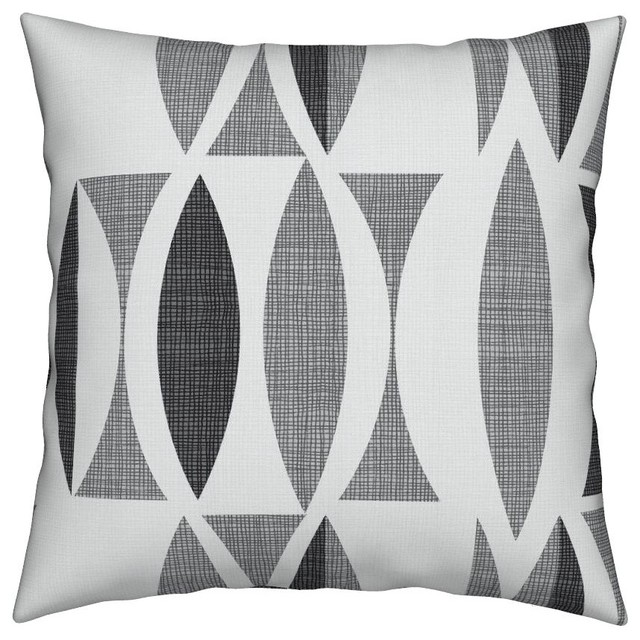 Seventies Black And White Vintage Geometric Throw Pillow