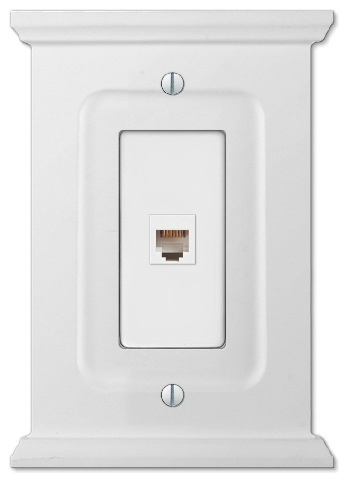 Mantel White Wood Phone Jack Wall Plate Traditional Switch Plates