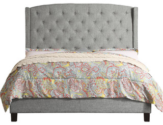 Noblesville Queen Upholstered Panel Bed, Gray, Queen