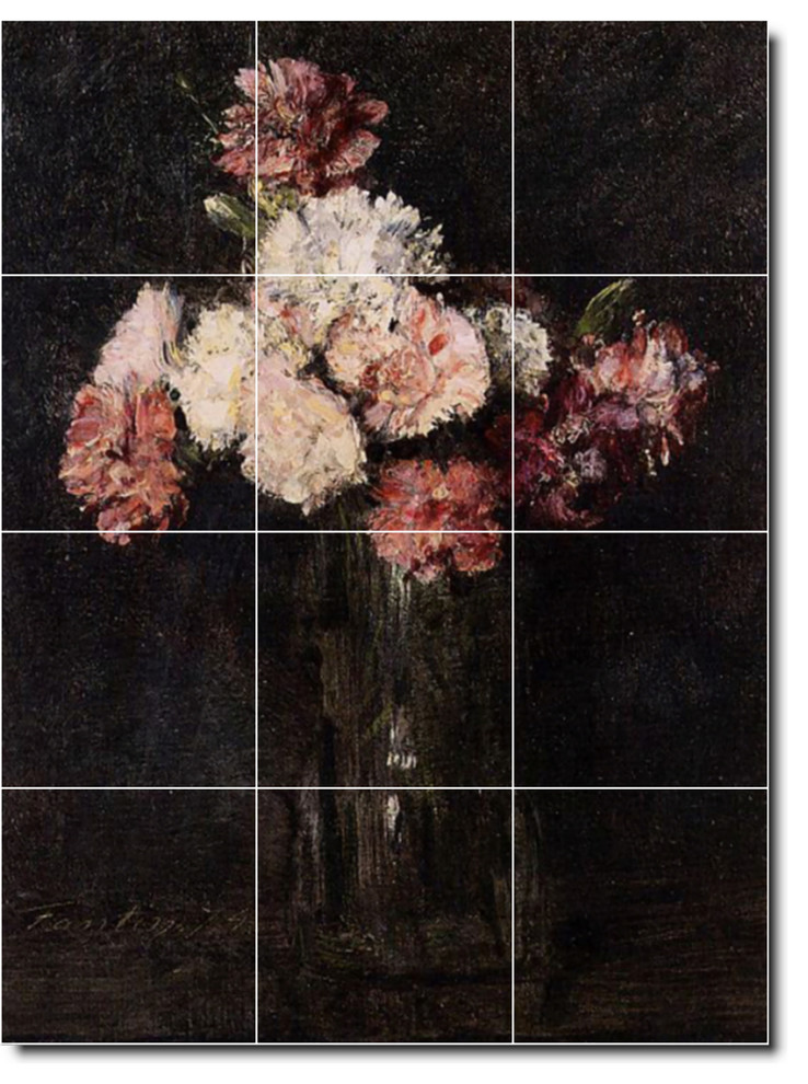 Henri Fantin-Latour Flowers Painting Ceramic Tile Mural #92, 36"x48"