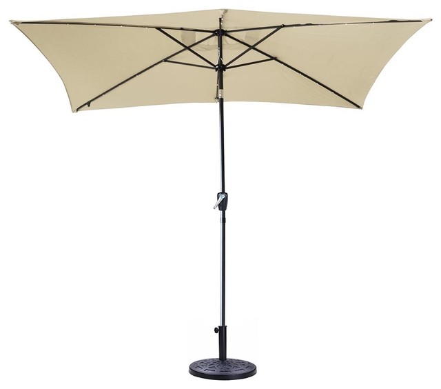 10 X6 5 Patio Aluminum Umbrella Solar Led Lights Crank Tilt Beige 10 X6 5 Patio Aluminum Umbrella Solar Led Lights Crank Tilt Beige With Base Sta Contemporary Outdoor Umbrellas By Yescom