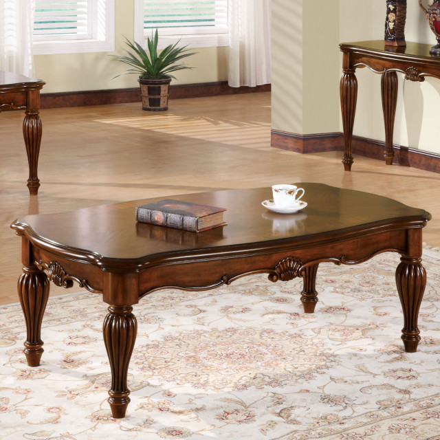 Dreena Coffee Table, Cherry Victorian Coffee Tables by Acme