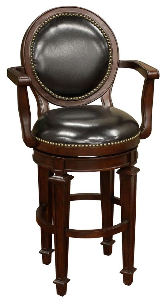Barstow Bar Stool w Round Back and Swivel Seat