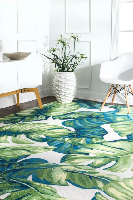 Contemporary Country Fl Area Rug, Tropical Outdoor Rugs