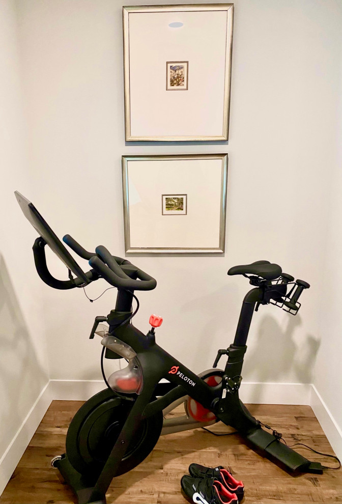 Transitional home gym photo in Denver