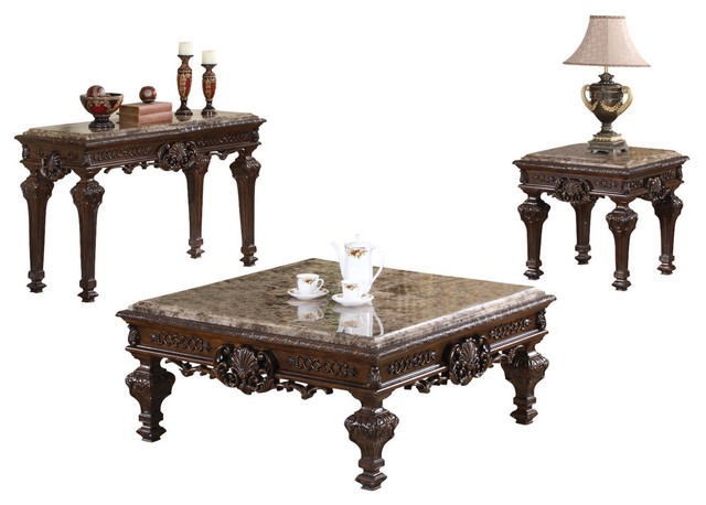 Traditional Living Room Table Set 3, Living Room End Table Sets