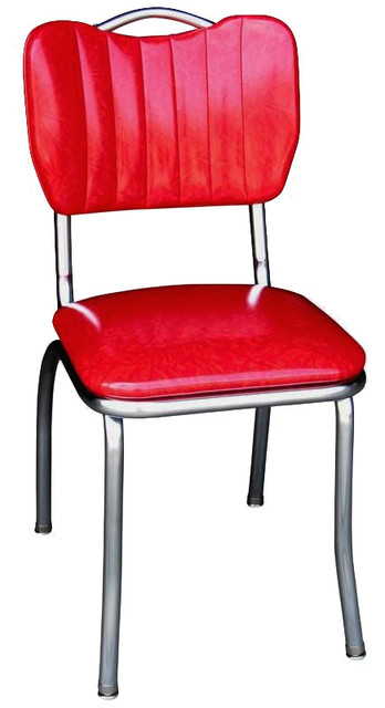 Handle Back Retro Kitchen Chair, Cracked Ice Red