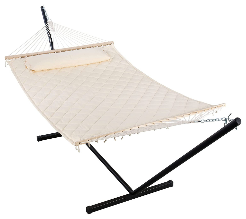 Comfortable Hammock, Metal Stand & Double Layered Fabric Bed