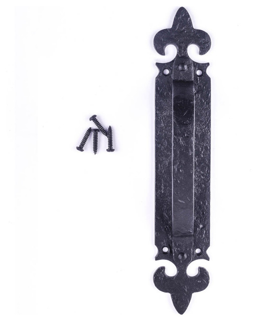 10 1/2" Decorative Door Handle Black Iron Door Pull Handle
