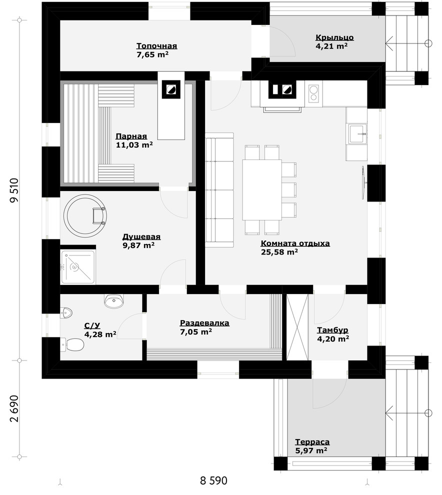 Проект бани из кирпича