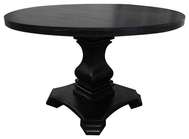 Newport Antique Black Round Dining, Black Round Dining Room Table With Leaf