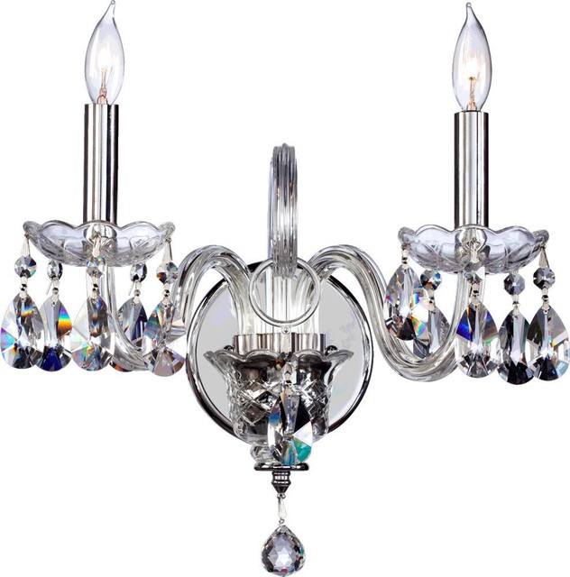 Two Light Chrome Imperial Crystal Glass Wall Light Contemporary Wall Sconces by We Got