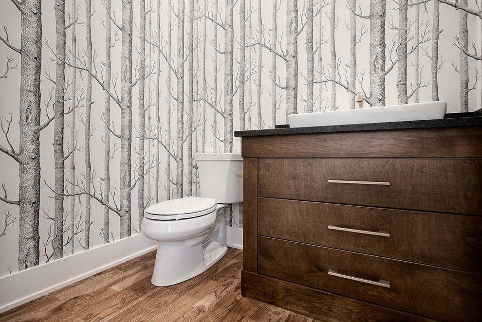 Example of a transitional bathroom design in Calgary