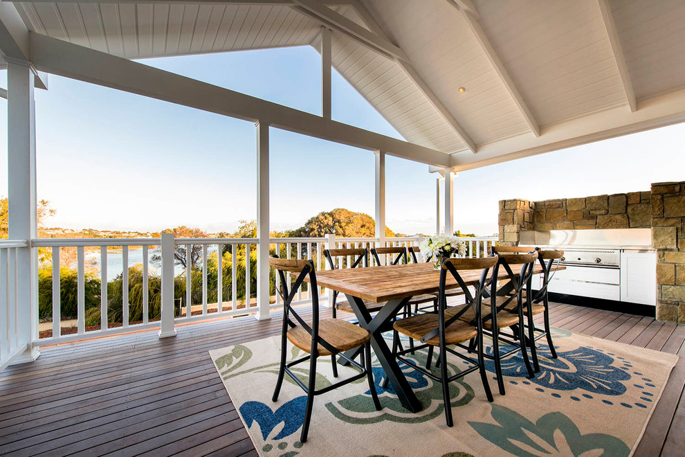 Photo of a beach style balcony balcony in Perth with a roof extension.