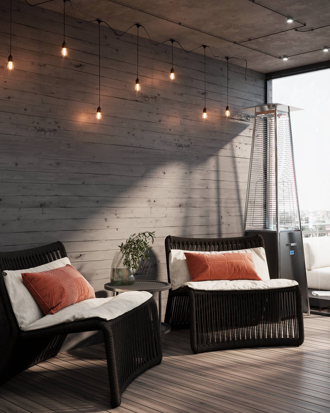 Монохромная квартира с террасой.