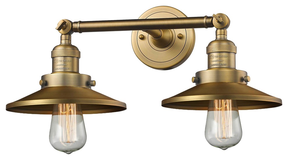 2 Light Bath Light Brushed Brass With Vintage Bulbs Industrial