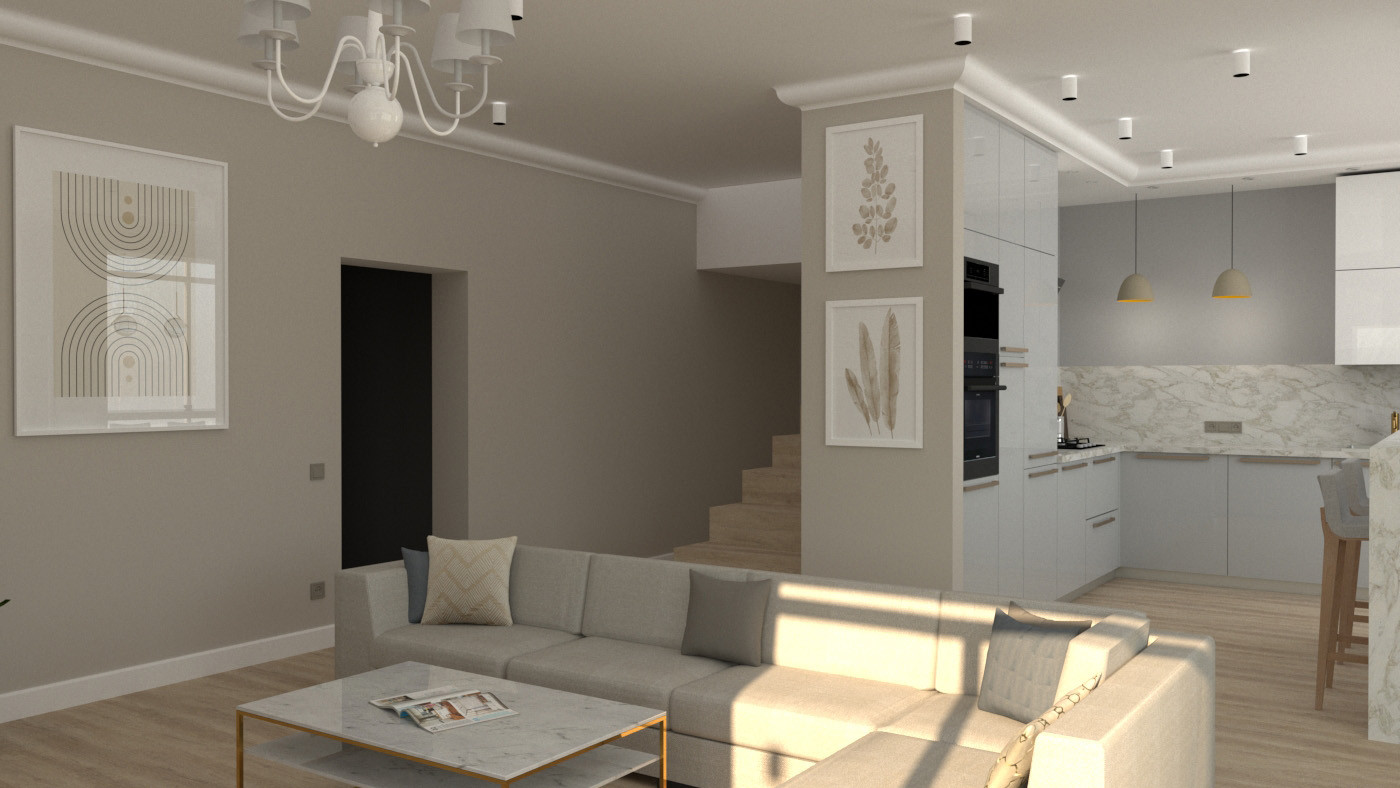 Кухня-гостиная с видом на овраг