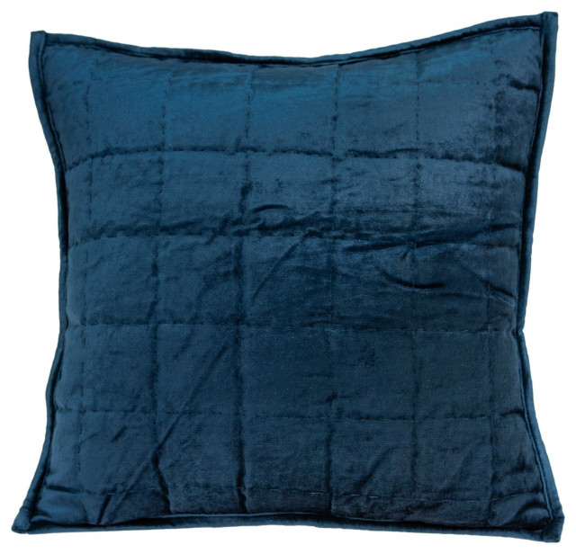 20" X 7" X 20" Transitional Navy Blue Quilted Pillow Cover With Poly
