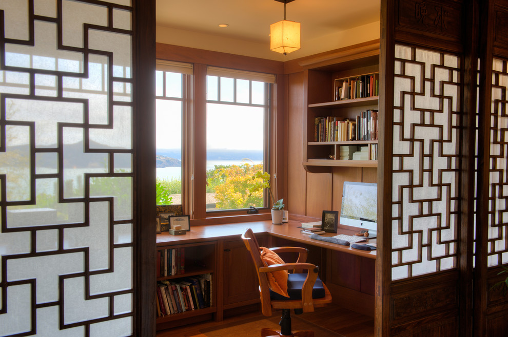 Arts and crafts home office photo in San Francisco