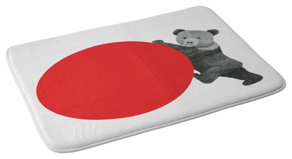 Kendall Red Bear Memory Foam Bath Mat, 34"x21" Contemporary