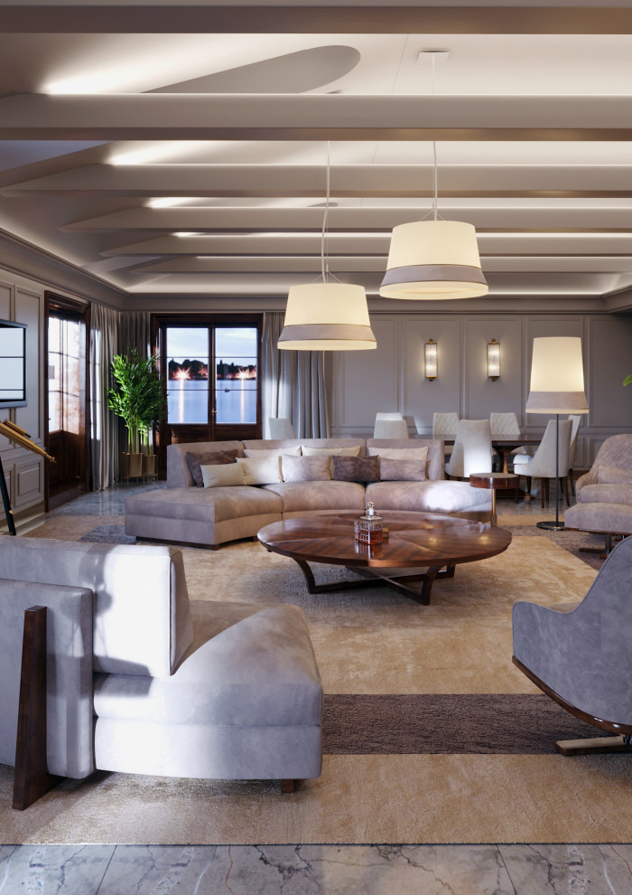 Гостиная с дровяным камином