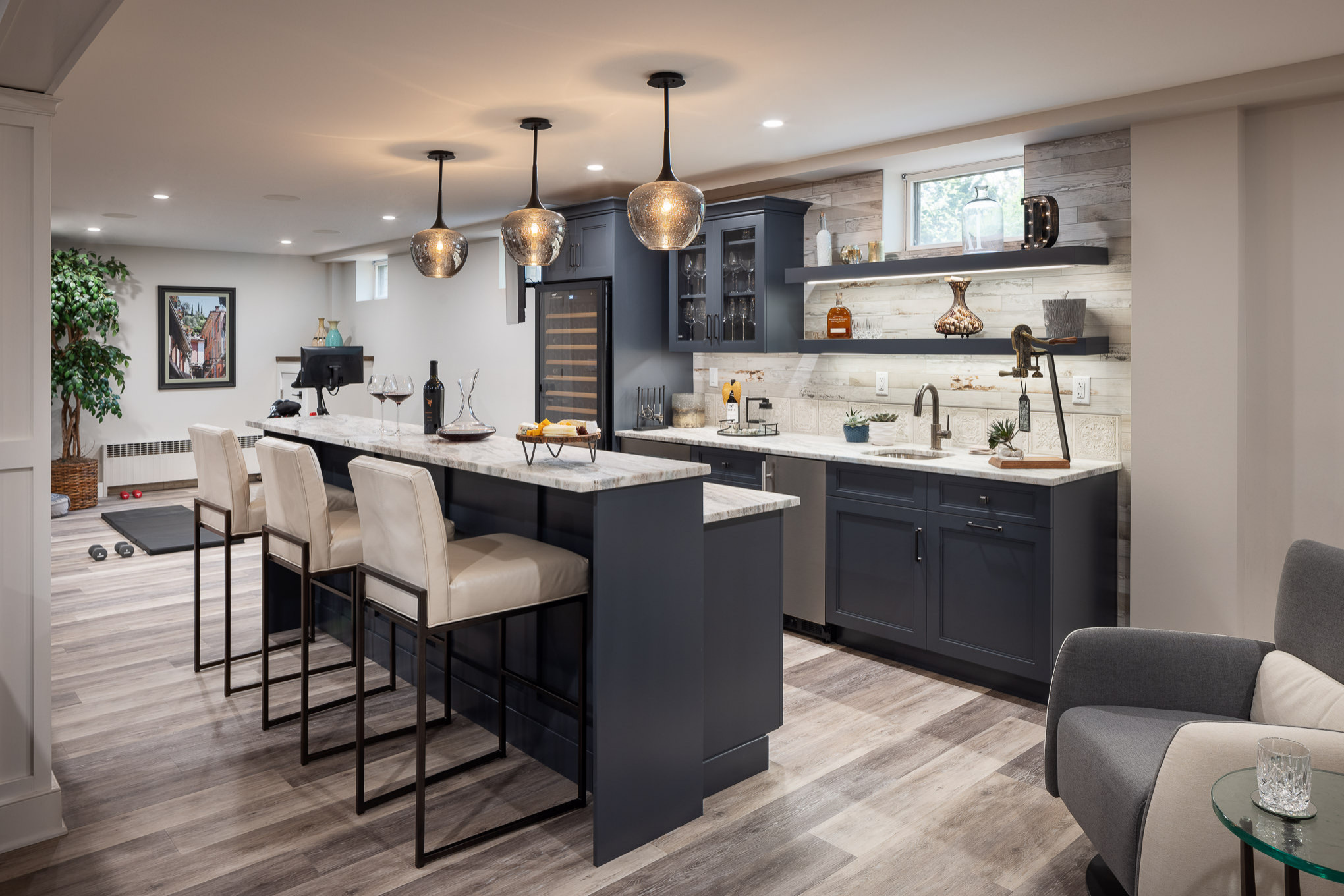 Temptation Gray Bar - Transitional - Home Bar - New York - by Thyme & Place  Design LLC | Houzz