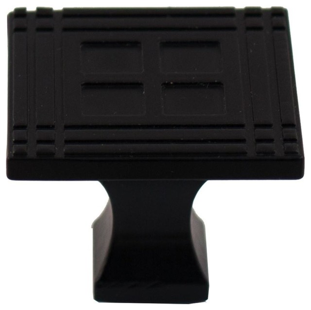 Arts and Crafts Square Knob, Matte Black Craftsman