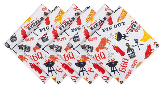 DII Modern Polyester BBQ Fun Print Outdoor Napkin in Multi-Color (Set of 6)