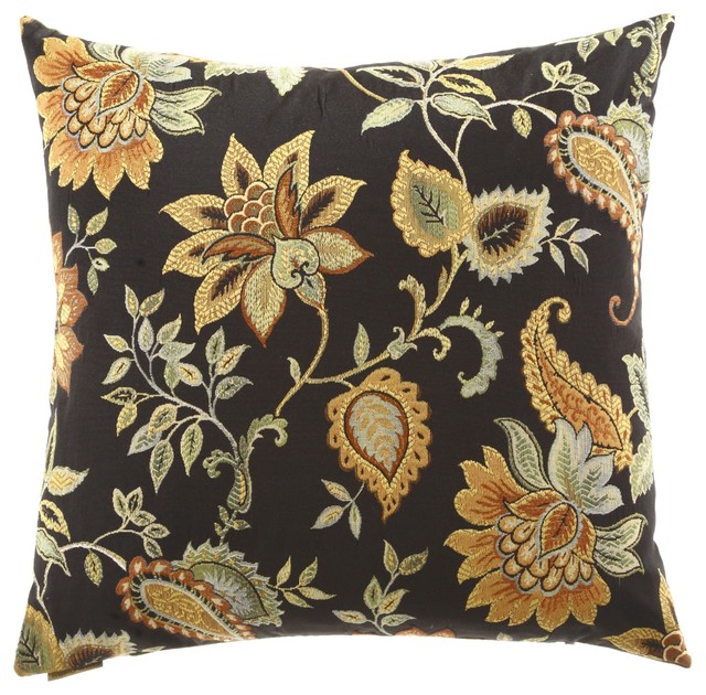 Veranda Black Feather Down Decorative Throw Pillow 24x24