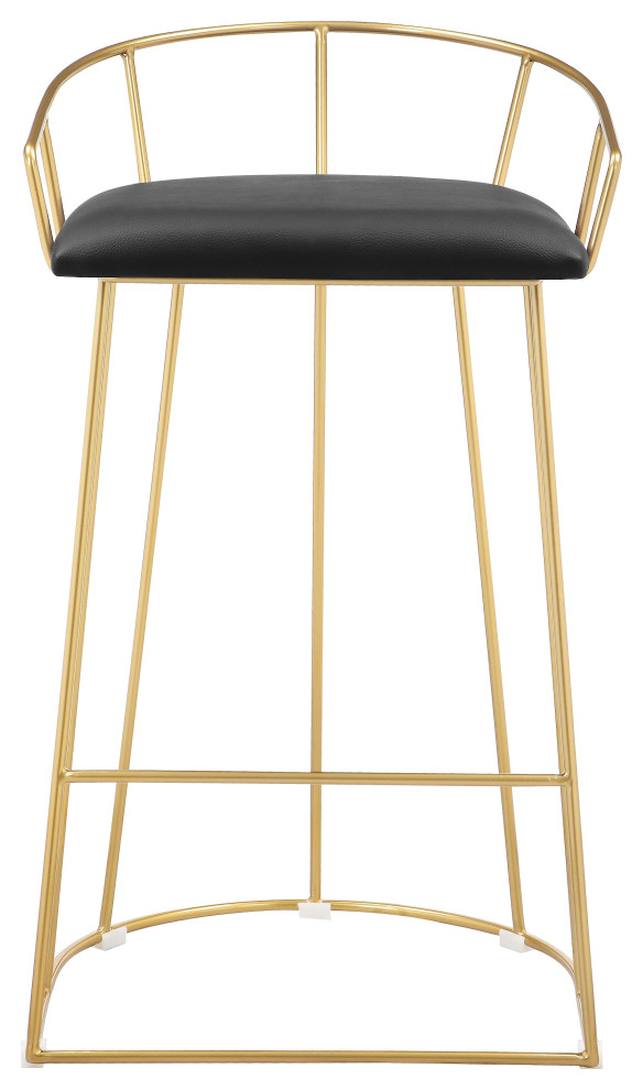 Jillian Gold Counter Stool Black Faux Leather Contemporary Bar