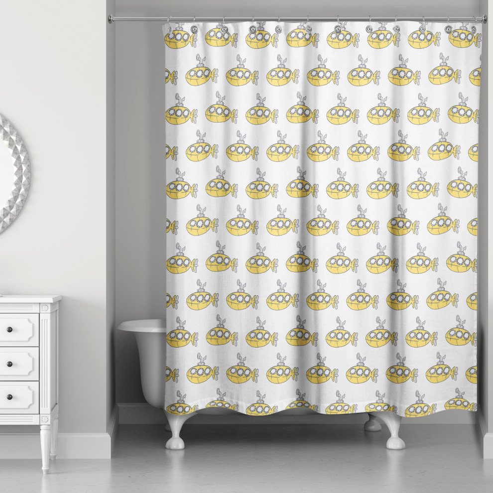 Yellow Submarine 71x74 Shower Curtain Contemporary Shower Curtains