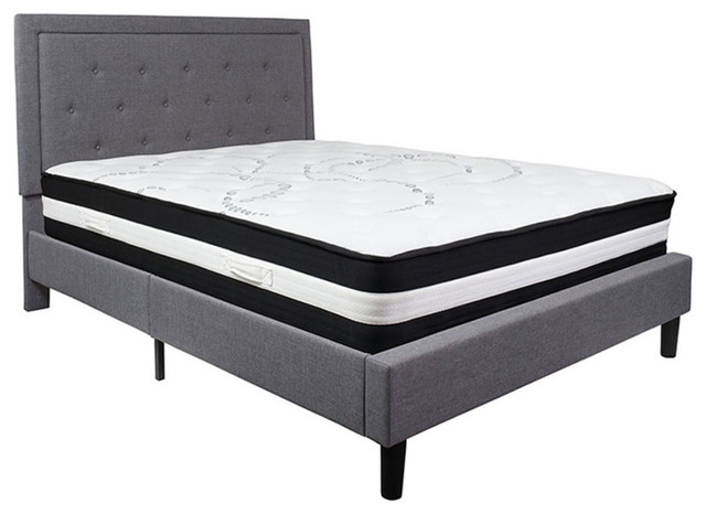 Offex Tufted Upholstered Platform Bed And Mattress Set Offex Tufted Upholstered Platform Bed