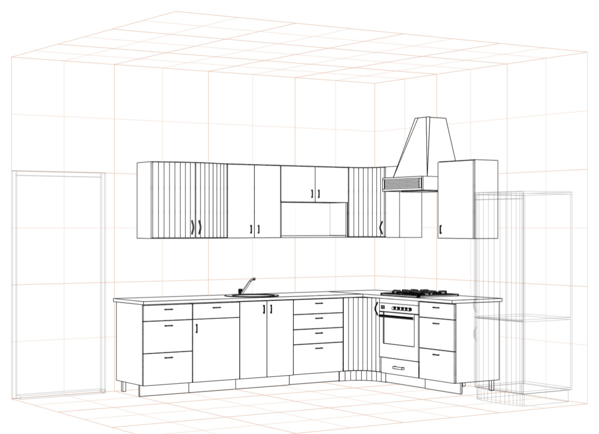 Кухня угловая из массива дерева