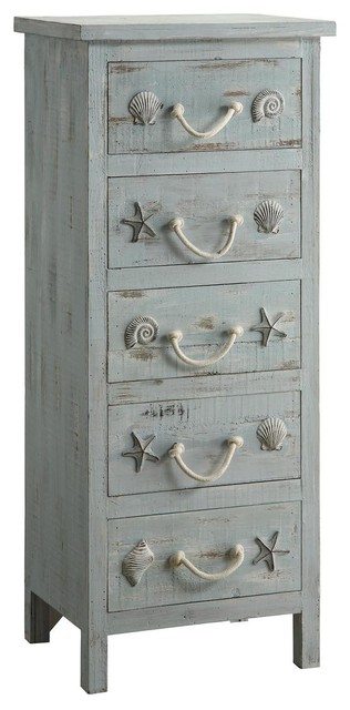 Crestview Seaside Aqua 5 Drawer Tall Chest Beach Style Dressers By Uber Bazaar Crestview Seaside Aqua 5 Drawer Tall