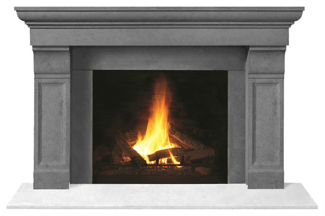 Fireplace Stone Mantel 1147.511 With Filler Panels, Gray, No Hearth Pad