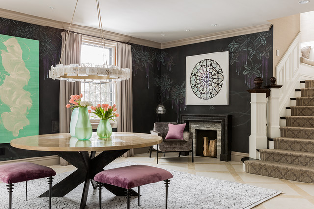 Transitional Living Room nyklassisk-vardagsrum