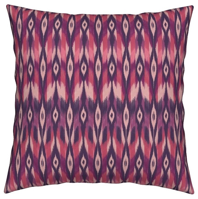Purple Tribal Ikat Purple Ikat Throw Pillow Mediterranean