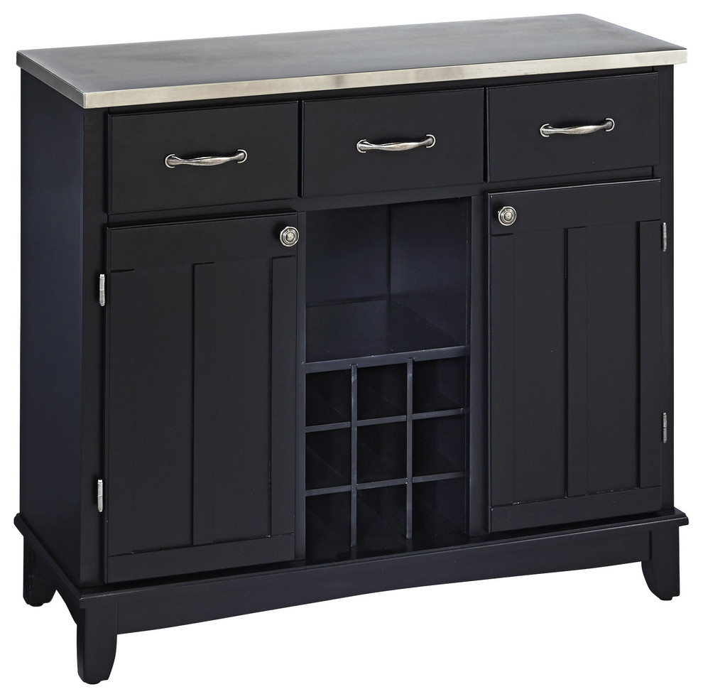 Homestyles Buffet of Buffets Wood Buffet in Black Transitional